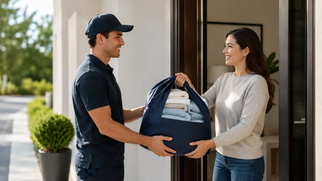 Professional laundry pickup and delivery service for convenient home laundry care