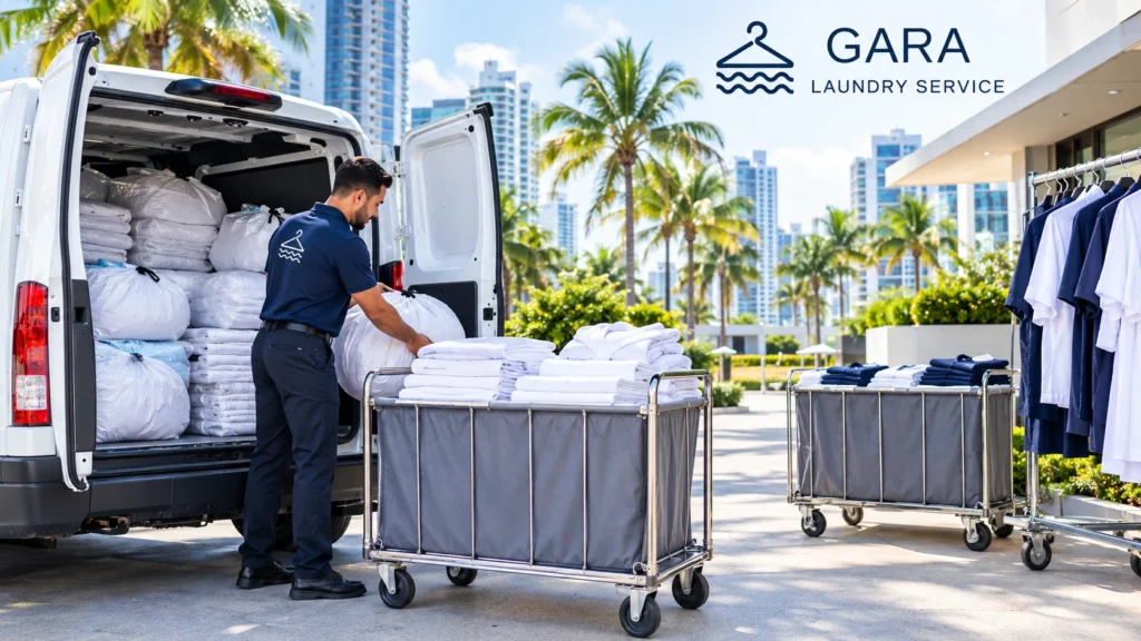 Commercial laundry pickup and delivery service for Miami businesses